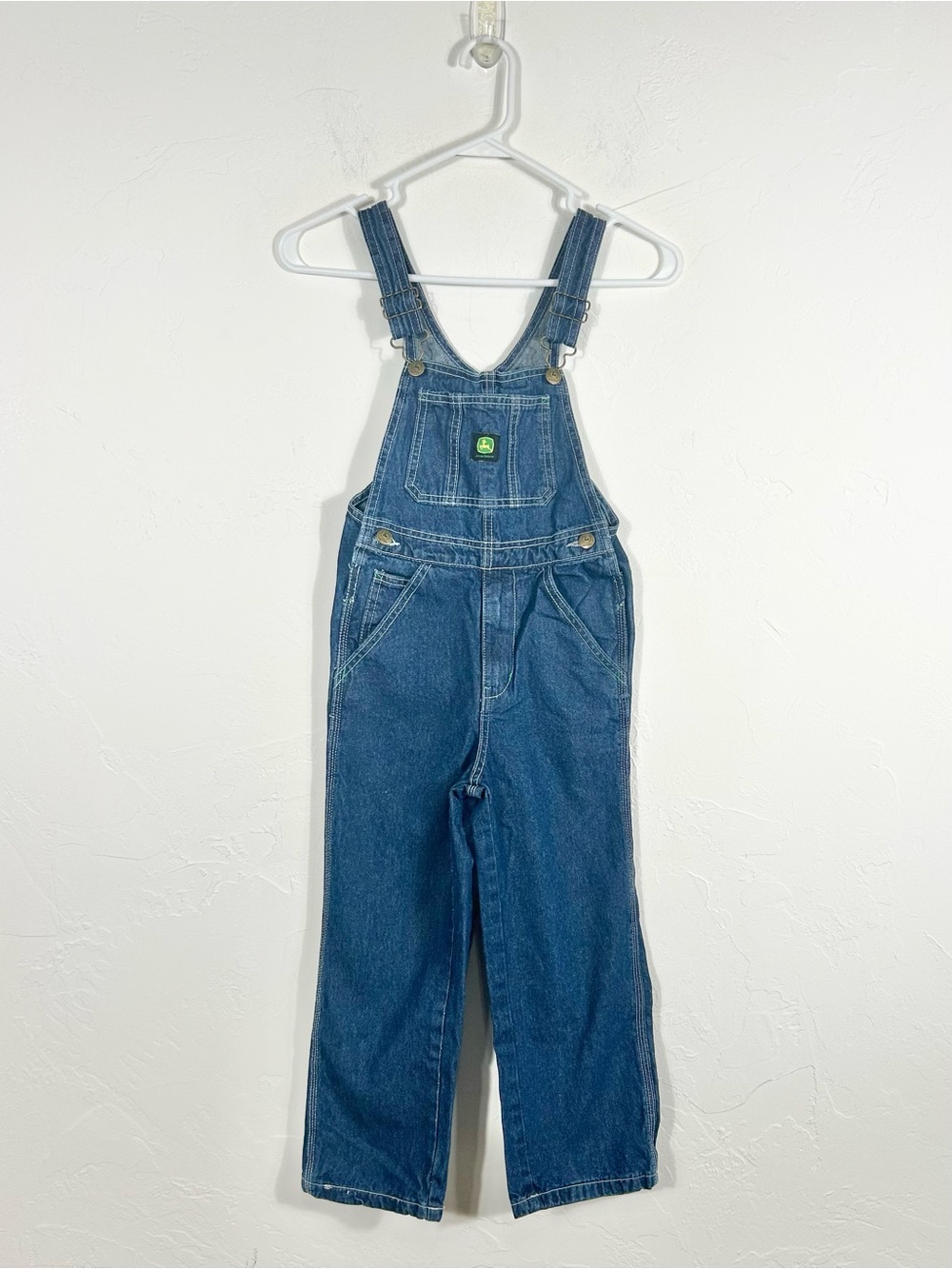 John Deere Kids Denim Bib Overalls Size 7 Blue Jean Utility Farmhouse Aesthetic